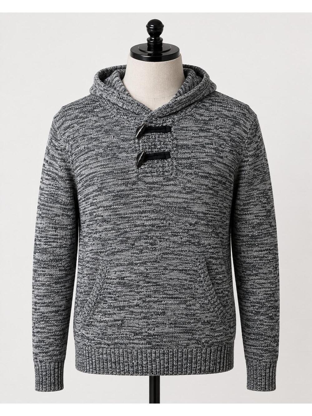 Silverlake Gray Knit Hooded Sweater Men’s Large Cotton Blend Toggle Pullover